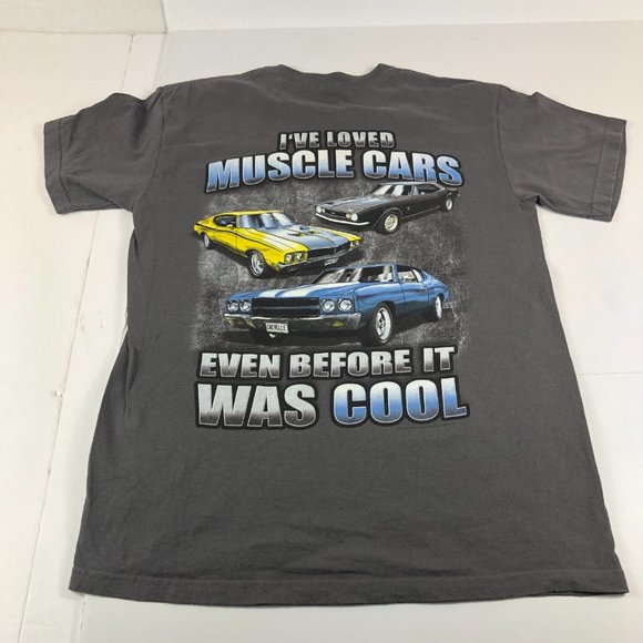 General Motors Shirt Men's Medium Grey Muscle Cars Big Graphic Print Car Tee - Picture 6 of 11